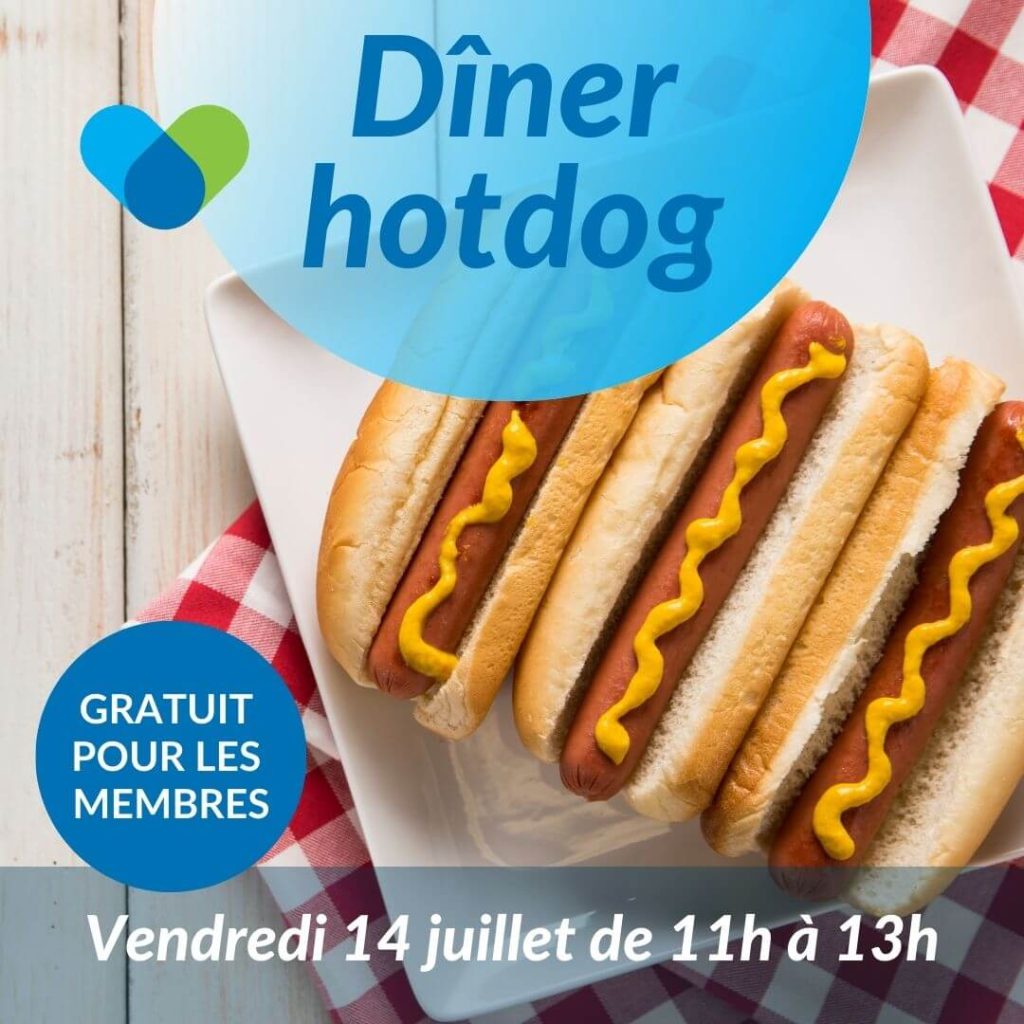 Dîner hotdog gratuit pour les membres au Resto-Entre de l’Entraide Plus